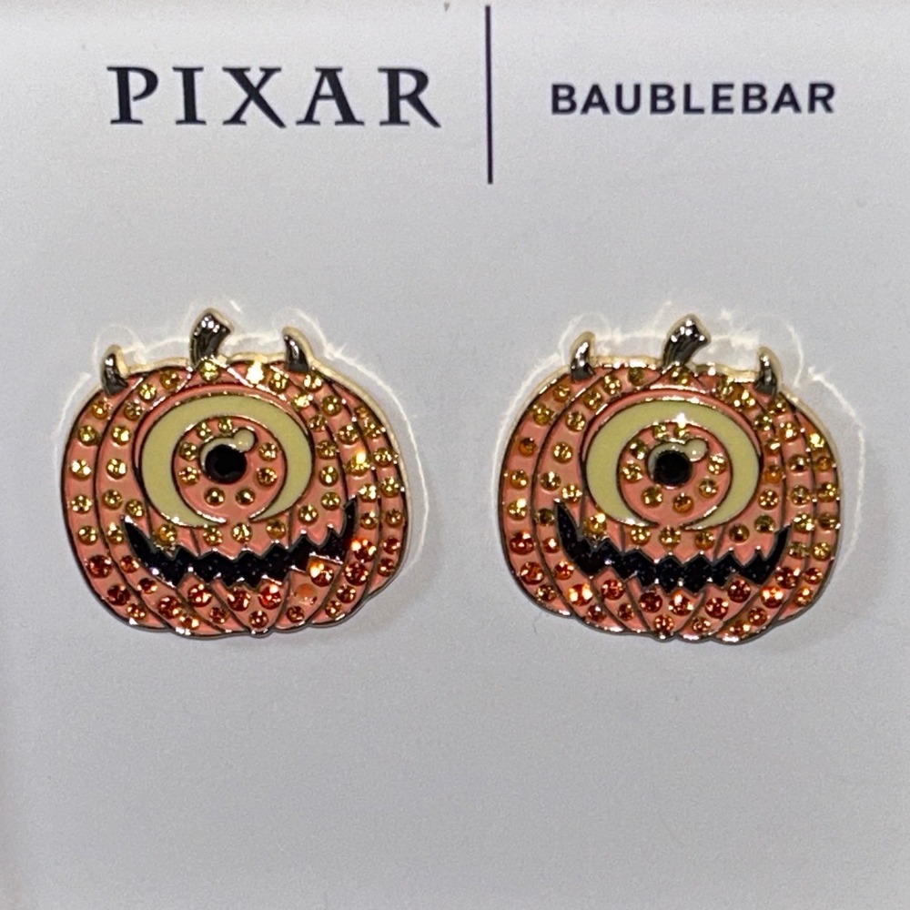 PIXAR BaubleBar Halloween Jack O Lantern Pumpkin Earrings Studs Orange Disney